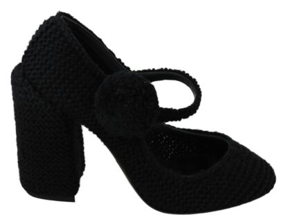 Dolce & Gabbana - Chic Black Wool-Knitted Mary Janes Pumps