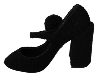 Dolce & Gabbana - Chic Black Wool-Knitted Mary Janes Pumps