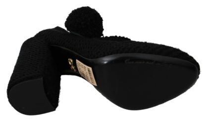 Dolce & Gabbana - Chic Black Wool-Knitted Mary Janes Pumps