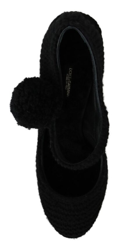 Dolce & Gabbana - Chic Black Wool-Knitted Mary Janes Pumps