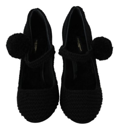 Dolce & Gabbana - Chic Black Wool-Knitted Mary Janes Pumps