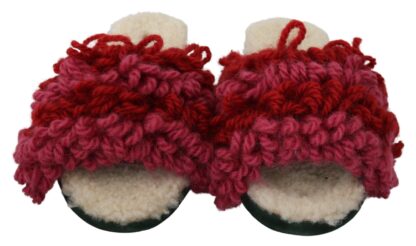 Dolce & Gabbana - Chic Red Suede Slippers with Shearling Lining