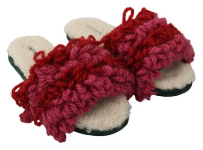 Dolce & Gabbana - Chic Red Suede Slippers with Shearling Lining