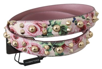 Dolce & Gabbana - Chic Floral Pink Leather Shoulder Strap