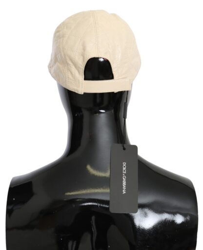 Dolce & Gabbana - Elegant White Lambskin Leather Baseball Cap