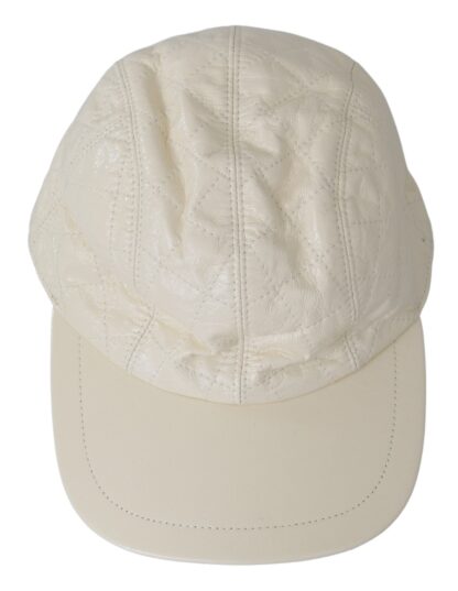 Dolce & Gabbana - Elegant White Lambskin Leather Baseball Cap