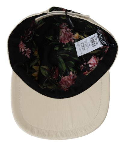 Dolce & Gabbana - Elegant White Lambskin Leather Baseball Cap