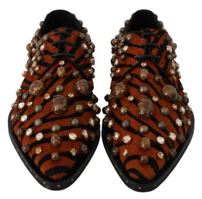 Dolce & Gabbana - Tiger Pattern Crystal Embellished Flats