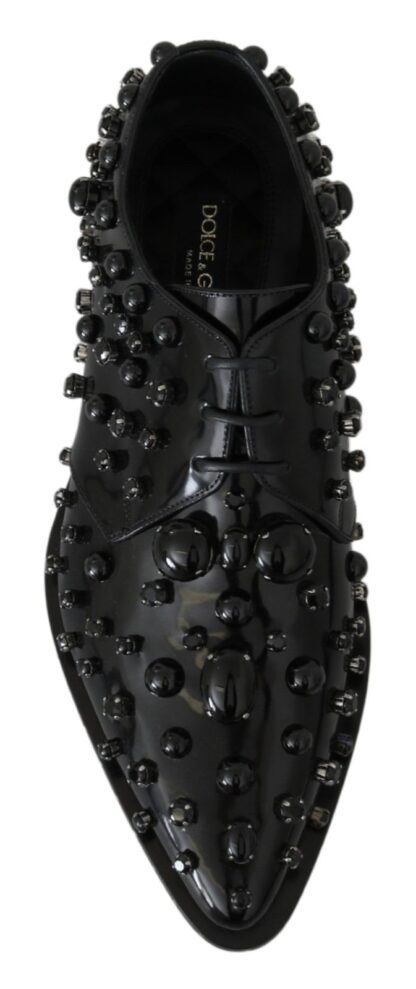 Dolce & Gabbana - Elegant Black Crystal Leather Dress Shoes