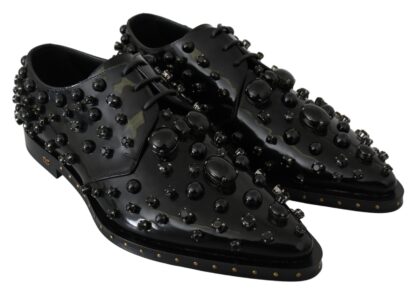 Dolce & Gabbana - Elegant Black Crystal Leather Dress Shoes