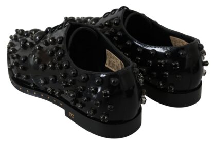 Dolce & Gabbana - Elegant Black Crystal Leather Dress Shoes