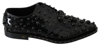 Dolce & Gabbana - Elegant Black Crystal Leather Dress Shoes