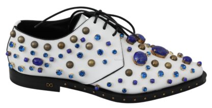 Dolce & Gabbana - Elegant White Leather Dress Shoes With Crystals