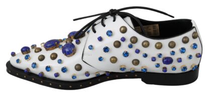 Dolce & Gabbana - Elegant White Leather Dress Shoes With Crystals