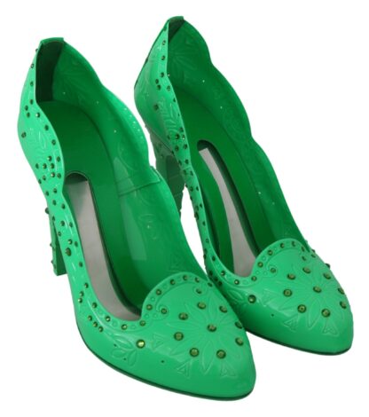 Dolce & Gabbana - Enchanting Crystal Cinderella Pumps in Lush Green