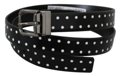 Dolce & Gabbana - Elegant Polka Dot Leather Belt in Black