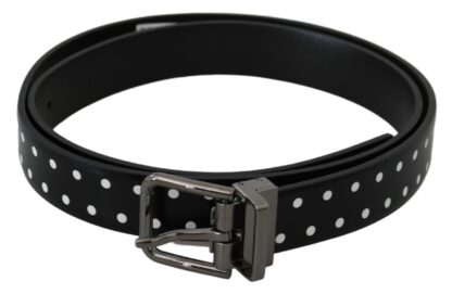 Dolce & Gabbana - Elegant Polka Dot Leather Belt in Black