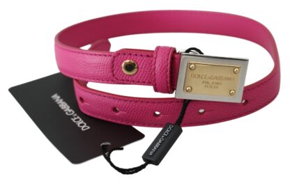 Dolce & Gabbana - Elegant Pink Leather Belt with Gold Buckle