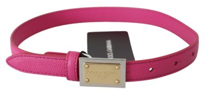 Dolce & Gabbana - Elegant Pink Leather Belt with Gold Buckle