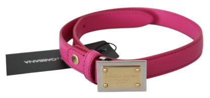 Dolce & Gabbana - Elegant Pink Leather Belt with Gold Buckle