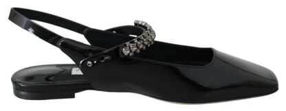 Jimmy Choo - Elegant Black Patent Flats with Crystal Accent