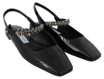 Jimmy Choo - Elegant Black Patent Flats with Crystal Accent