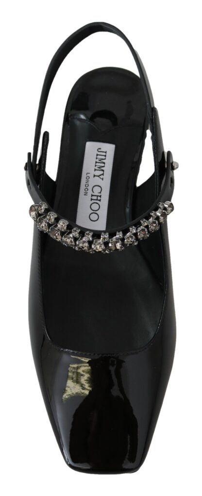 Jimmy Choo - Elegant Black Patent Flats with Crystal Accent