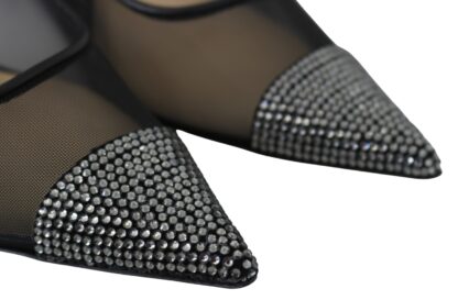 Jimmy Choo - Elegant Black Crystal Mesh Pumps