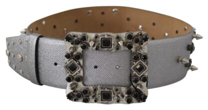 Dolce & Gabbana - Stunning Silver Leather Crystal-Studded Belt