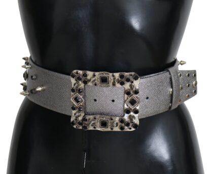 Dolce & Gabbana - Stunning Silver Leather Crystal-Studded Belt