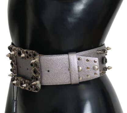 Dolce & Gabbana - Stunning Silver Leather Crystal-Studded Belt