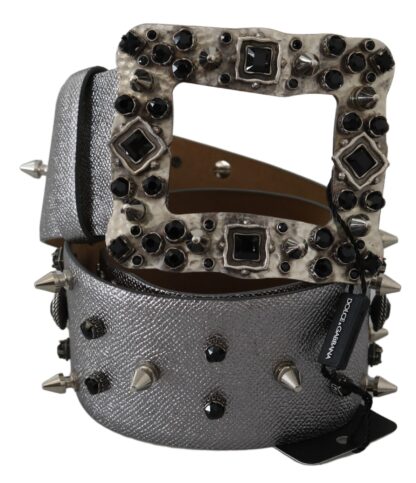 Dolce & Gabbana - Stunning Silver Leather Crystal-Studded Belt