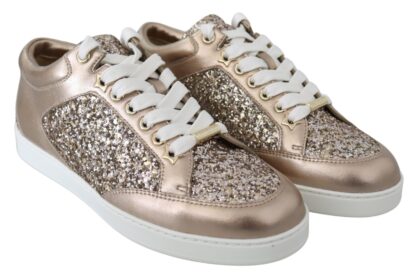 Jimmy Choo - Ballet Pink Glitter Leather Sneakers