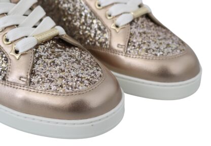 Jimmy Choo - Ballet Pink Glitter Leather Sneakers