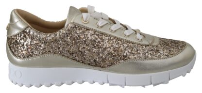 Jimmy Choo - Antique Gold Glitter Leather Sneakers