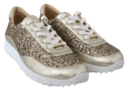 Jimmy Choo - Antique Gold Glitter Leather Sneakers