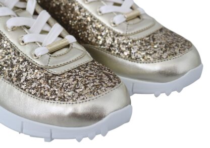 Jimmy Choo - Antique Gold Glitter Leather Sneakers