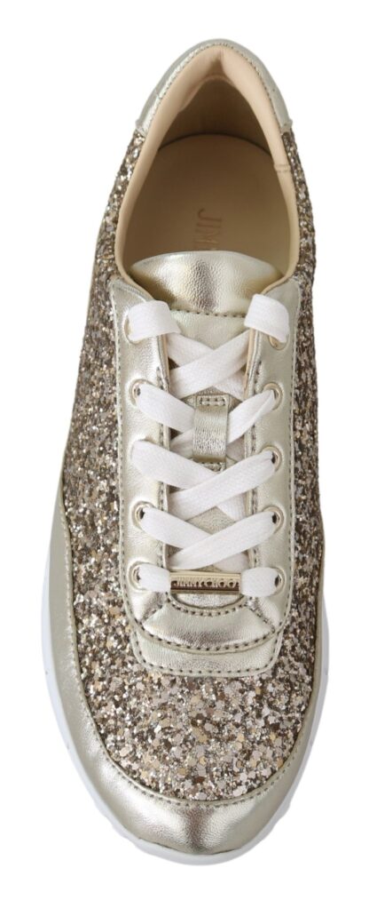 Jimmy Choo - Antique Gold Glitter Leather Sneakers