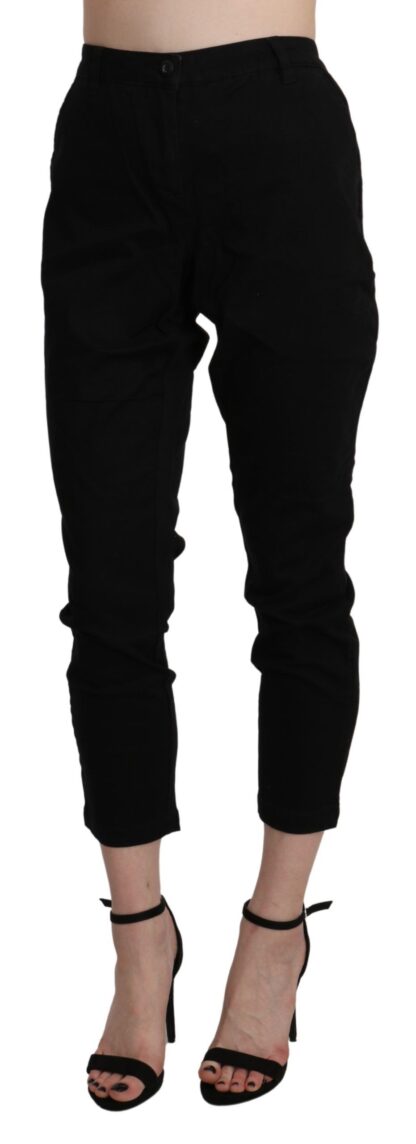 Acht - Chic High Waist Cropped Black Jeans