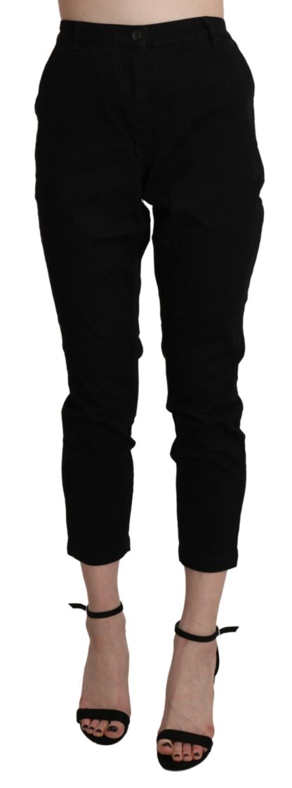 Acht - Chic High Waist Cropped Black Jeans