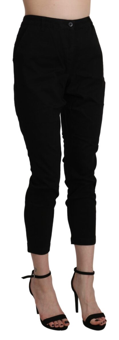 Acht - Chic High Waist Cropped Black Jeans