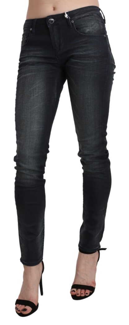 Acht - Elegant Low Waist Skinny Black Jeans