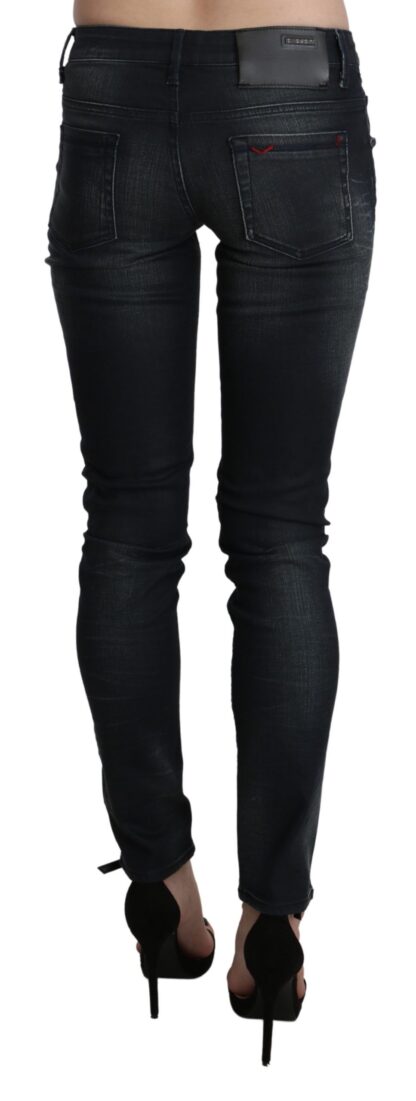 Acht - Elegant Low Waist Skinny Black Jeans