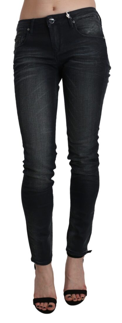 Acht - Elegant Low Waist Skinny Black Jeans