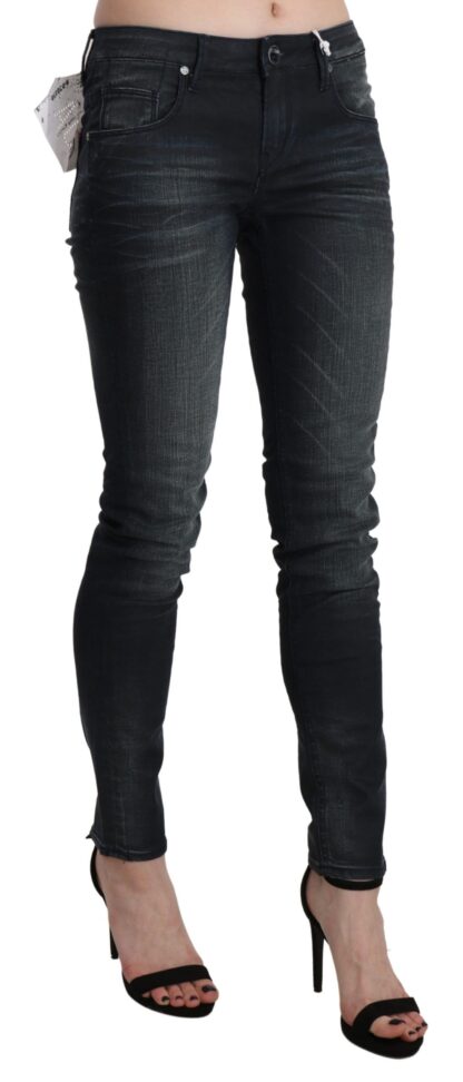 Acht - Elegant Low Waist Skinny Black Jeans