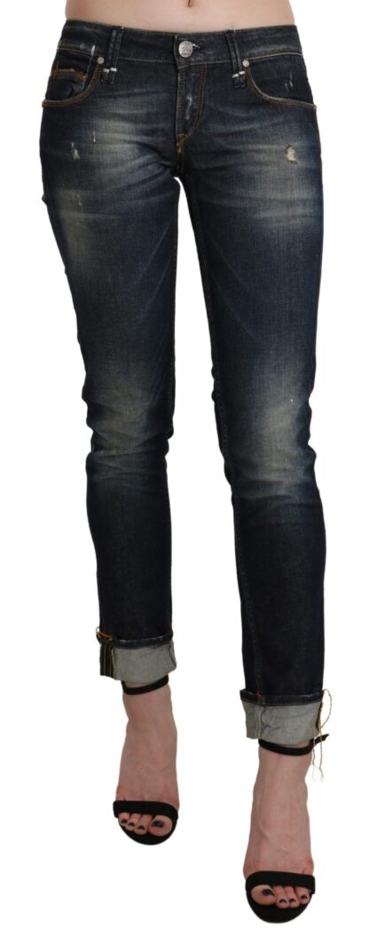 Acht - Chic Dark Blue Skinny Cropped Jeans