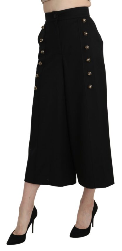 Dolce & Gabbana - Elegant High Waist Wide Leg Virgin Wool Trousers