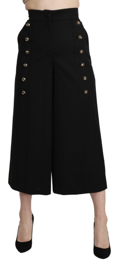 Dolce & Gabbana - Elegant High Waist Wide Leg Virgin Wool Trousers