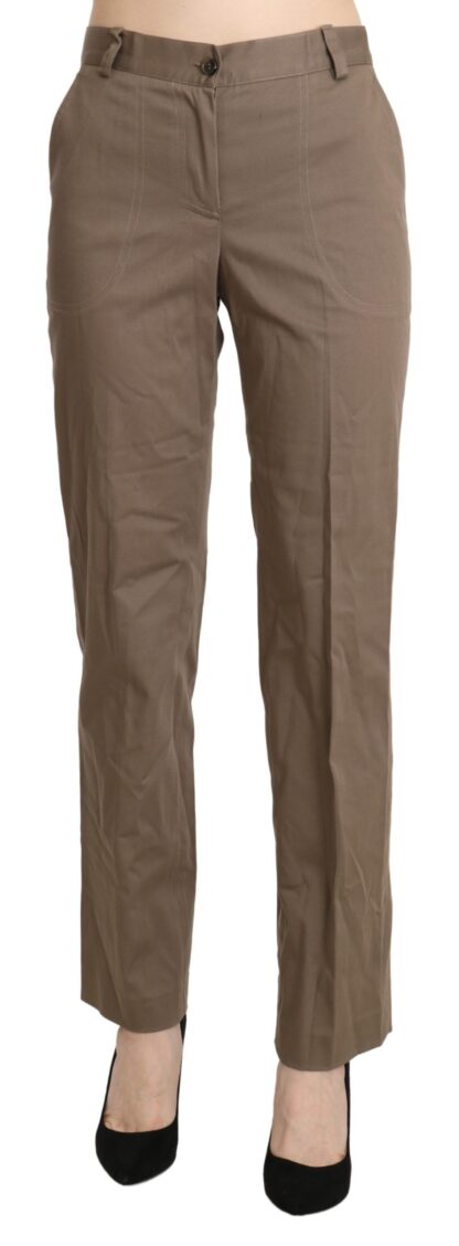 BENCIVENGA - Elegant High Waist Straight Pants in Brown