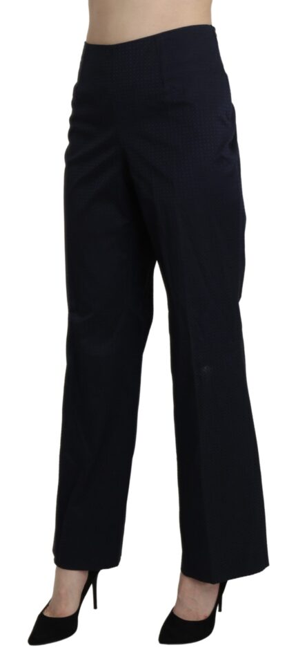 BENCIVENGA - Navy Blue High Waist Straight Cotton Pants